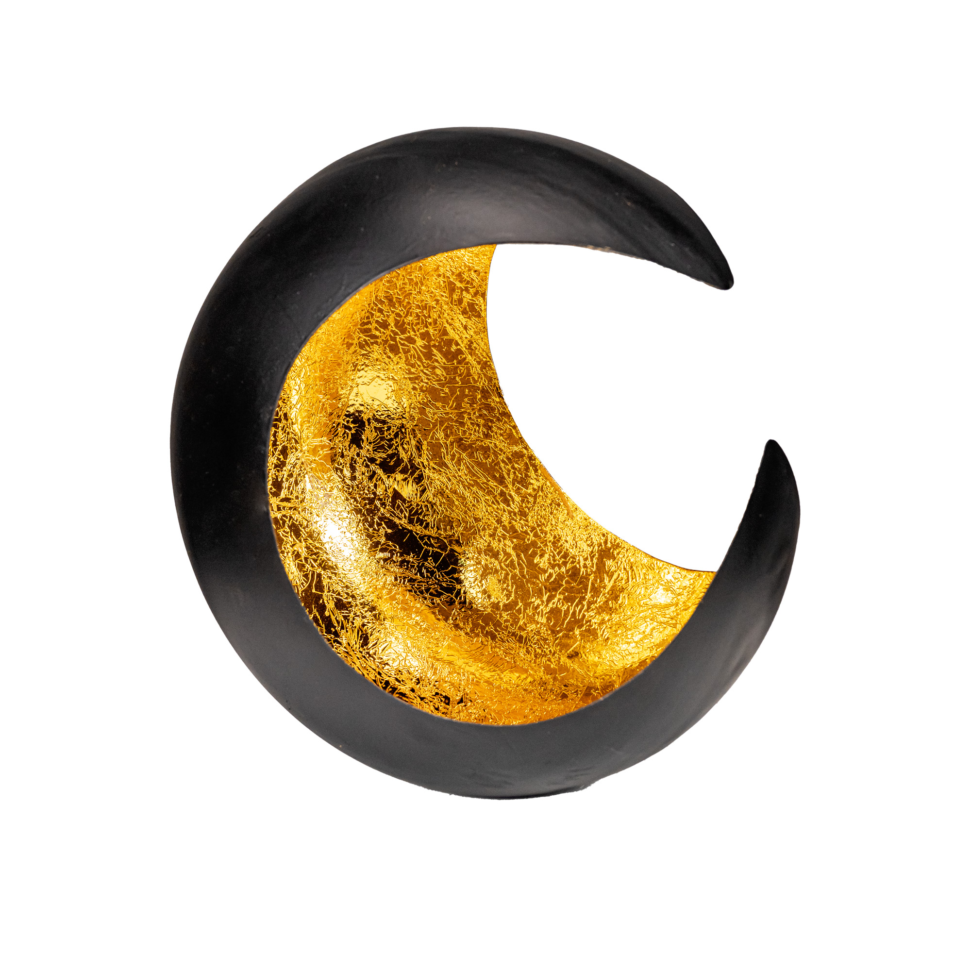 Metal Moon tealight Matt black-gold 24×24×H17 cm